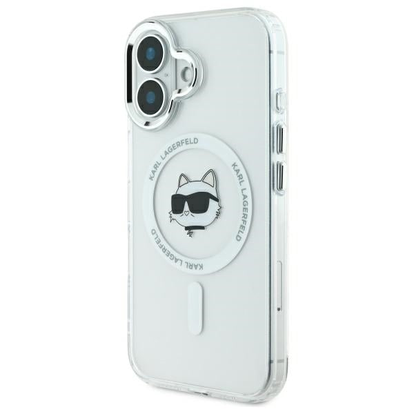 MagSafe Case for Apple iPhone 16, Karl Lagerfeld, IML Metal Choupette's Head, White