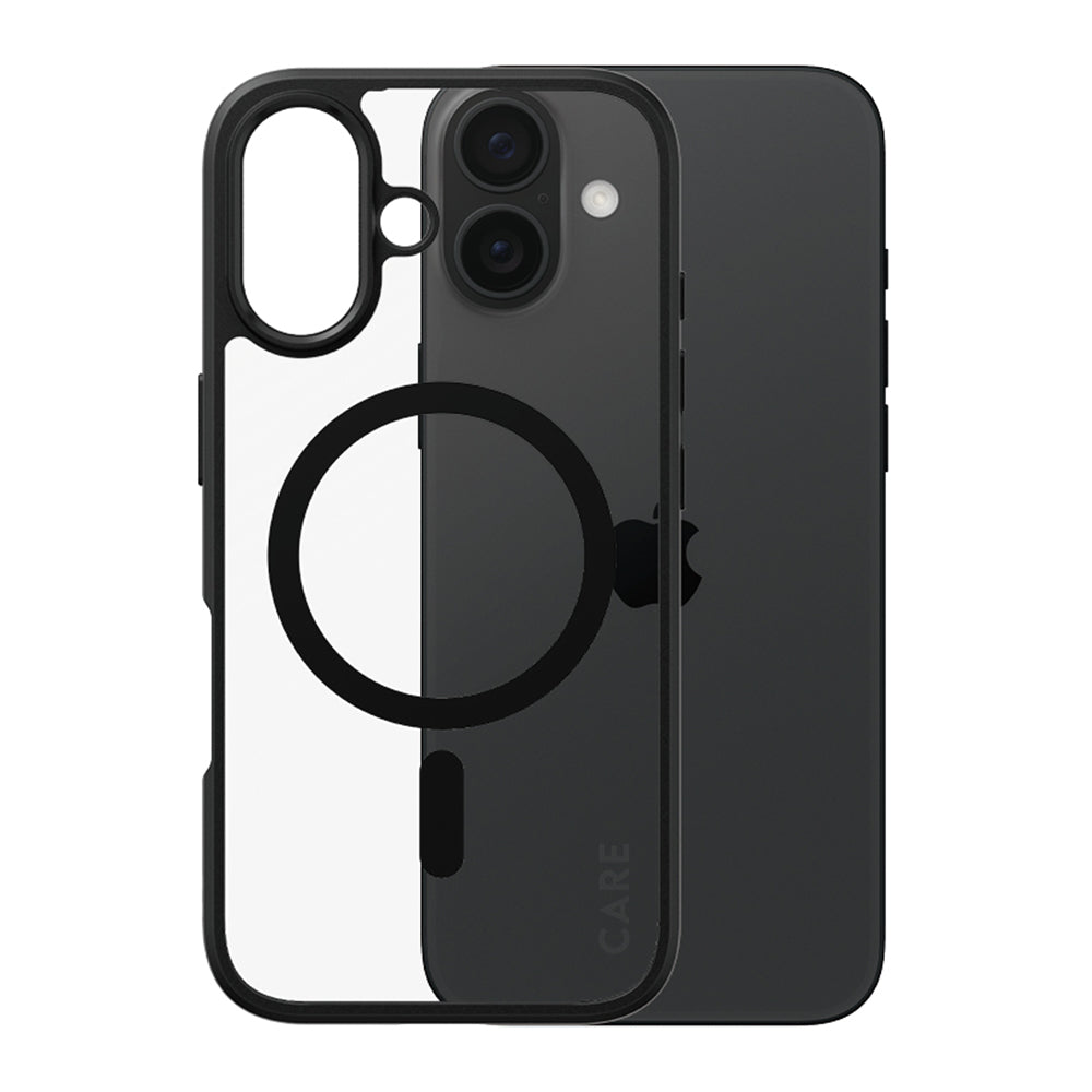 MagSafe Case for Apple iPhone 16, PanzerGlass, Urban Combat Care, Transparent Black