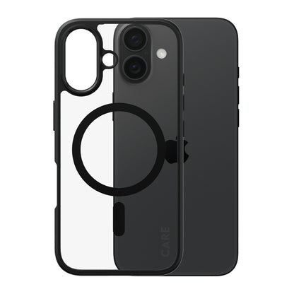 MagSafe Case for Apple iPhone 16, PanzerGlass, Urban Combat Care, Transparent Black