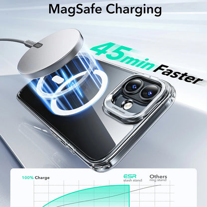 MagSafe Case for Apple iPhone 16 Plus, ESR, Classic Hybrid Kickstand, Black Transparent