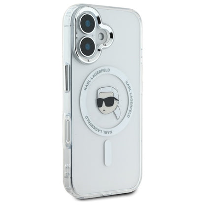 MagSafe Case for Apple iPhone 16 Plus, Karl Lagerfeld, IML Karl's Head, White