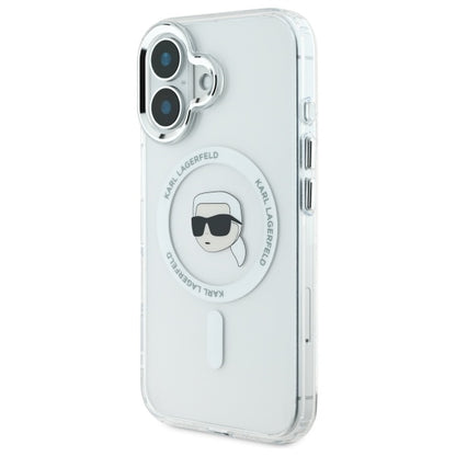 MagSafe Case for Apple iPhone 16 Plus, Karl Lagerfeld, IML Karl's Head, White