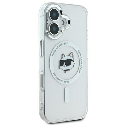 MagSafe Case for Apple iPhone 16 Plus, Karl Lagerfeld, IML Metal Choupette's Head, White