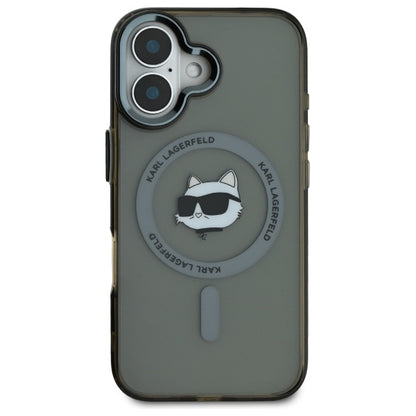 MagSafe Case for Apple iPhone 16 Plus, Karl Lagerfeld, IML Metal Choupette's Head, Black