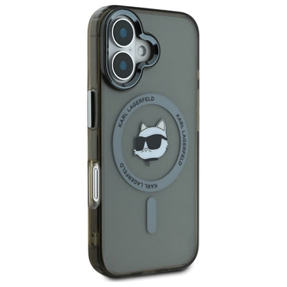 MagSafe Case for Apple iPhone 16 Plus, Karl Lagerfeld, IML Metal Choupette's Head, Black