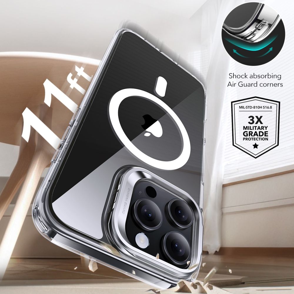 MagSafe Case for Apple iPhone 16 Pro, ESR, Classic Hybrid Kickstand with Screen Protector, Transparent