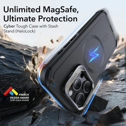 MagSafe Case for Apple iPhone 16 Pro, ESR, Cyber Armor Kickstand, Black