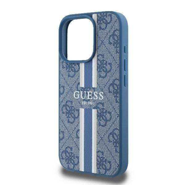 MagSafe Case for Apple iPhone 16 Pro, Guess, 4G Printed Stripes, Blue