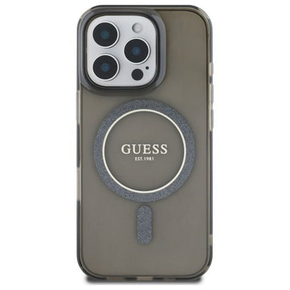 MagSafe Case for Apple iPhone 16 Pro, Guess, IML Glitter Ring, Black