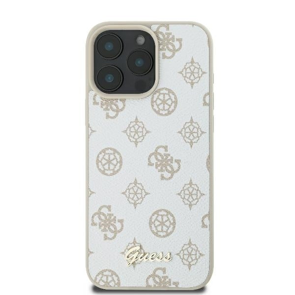 MagSafe Case for Apple iPhone 16 Pro, Guess, Peony Script, White