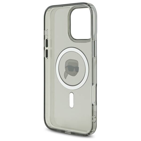 MagSafe Case for Apple iPhone 16 Pro, Karl Lagerfeld, IML Metal Karl's Head, Black