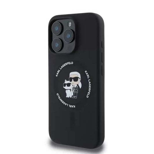 MagSafe Case for Apple iPhone 16 Pro, Karl Lagerfeld, Silicone Karl & Choupette's Heads, Black