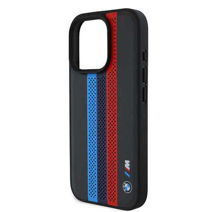 MagSafe Case for Apple iPhone 16 Pro Max, BMW, Perforated M Perf. Tricolor Stripers, Black