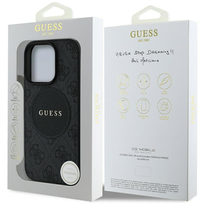 MagSafe Case for Apple iPhone 16 Pro Max, Guess, 4G Circle Classic Logo, Black