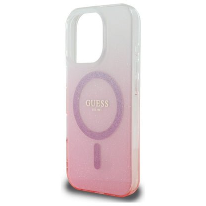 MagSafe Case for Apple iPhone 16 Pro Max, Guess, IML Glitter Gradient, Pink