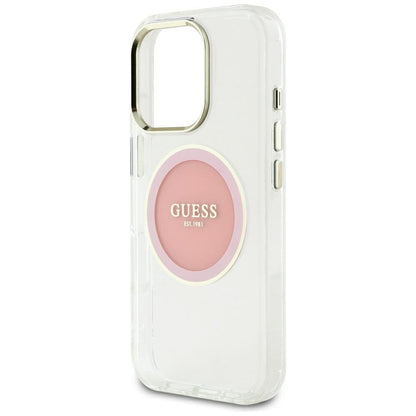 MagSafe Case for Apple iPhone 16 Pro Max, Guess, IML Metal Colored Circle, Pink