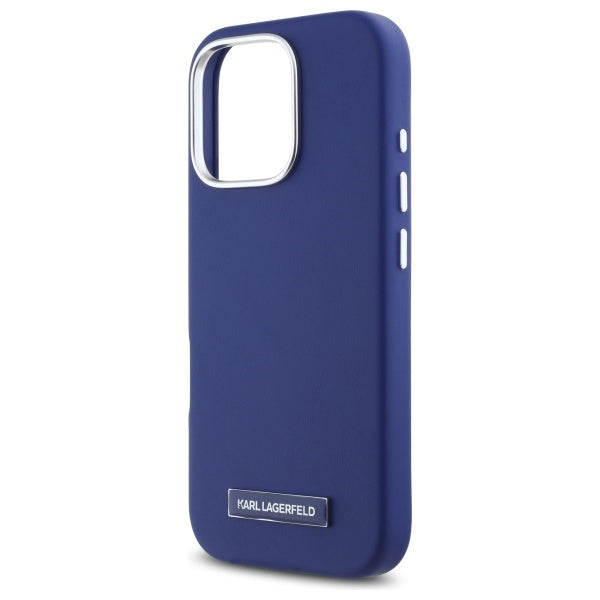 MagSafe Case for Apple iPhone 16 Pro Max, Karl Lagerfeld, FW Metal Plate, Blue