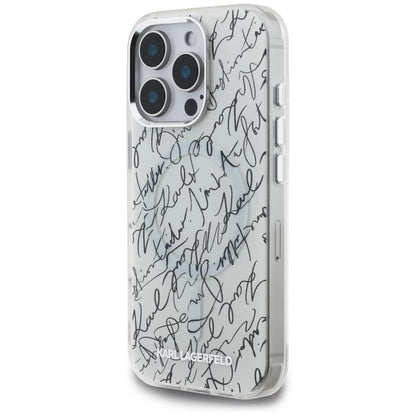 MagSafe Case for Apple iPhone 16 Pro Max, Karl Lagerfeld, IML Karl Script Pattern, White