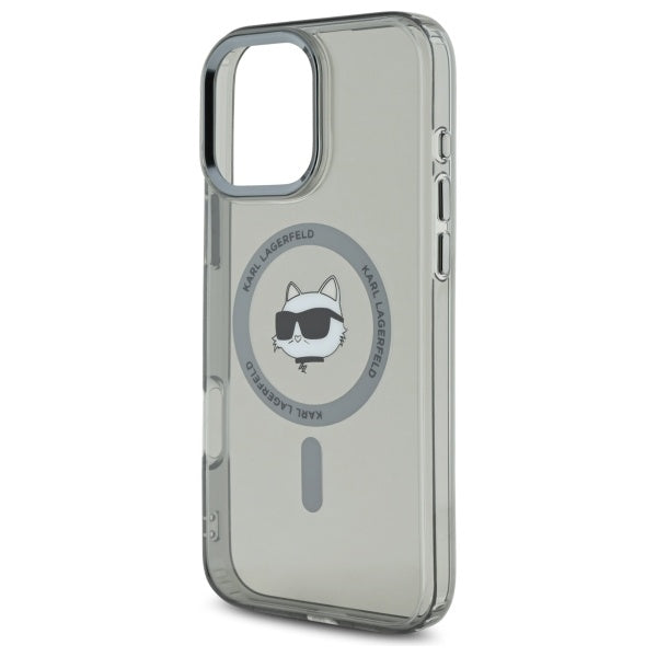 MagSafe Case for Apple iPhone 16 Pro Max, Karl Lagerfeld, IML Metal Choupette's Head, Black