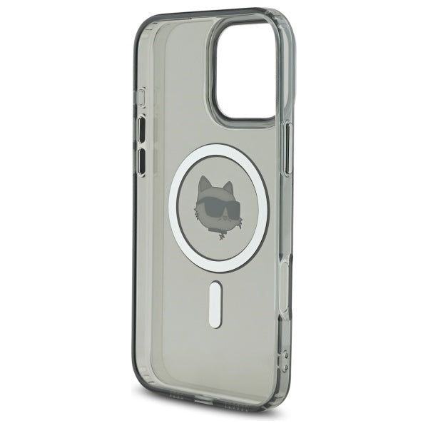 MagSafe Case for Apple iPhone 16 Pro Max, Karl Lagerfeld, IML Metal Choupette's Head, Black