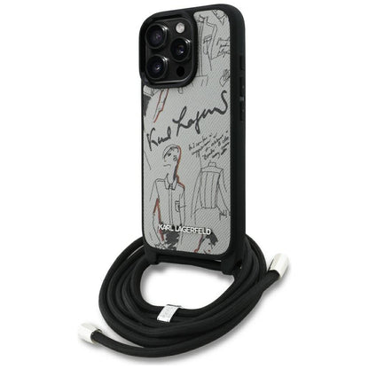 MagSafe Case for Apple iPhone 16 Pro Max, Karl Lagerfeld, Saffiano Crossbody, Grey