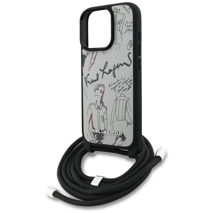 MagSafe Case for Apple iPhone 16 Pro Max, Karl Lagerfeld, Saffiano Crossbody, Grey