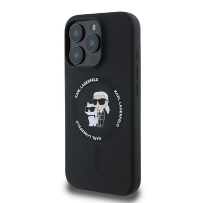 MagSafe Case for Apple iPhone 16 Pro Max, Karl Lagerfeld, Silicone Ring Karl & Choupette, Black