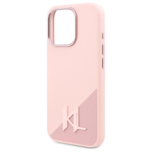 MagSafe Case for Apple iPhone 16 Pro Max, Karl Lagerfeld, Silicone Shadow Metal Initial, Pink