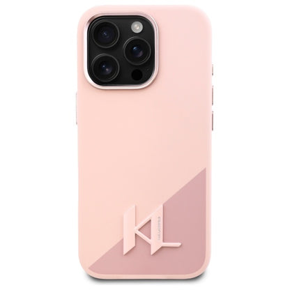 MagSafe Case for Apple iPhone 16 Pro Max, Karl Lagerfeld, Silicone Shadow Metal Initial, Pink