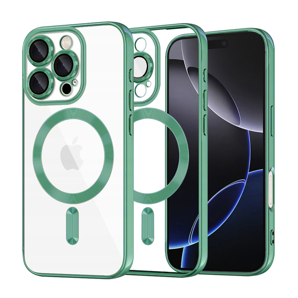 MagSafe Case for Apple iPhone 16 Pro Max, Techsuit, Luxury Crystal, Light Green