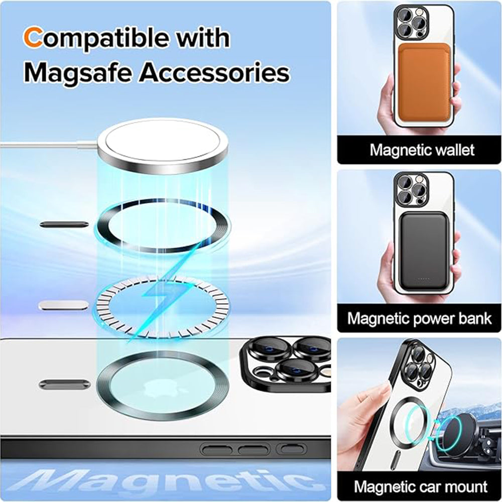 MagSafe Case for Apple iPhone 16 Pro Max, Techsuit, Luxury Crystal, Light Green