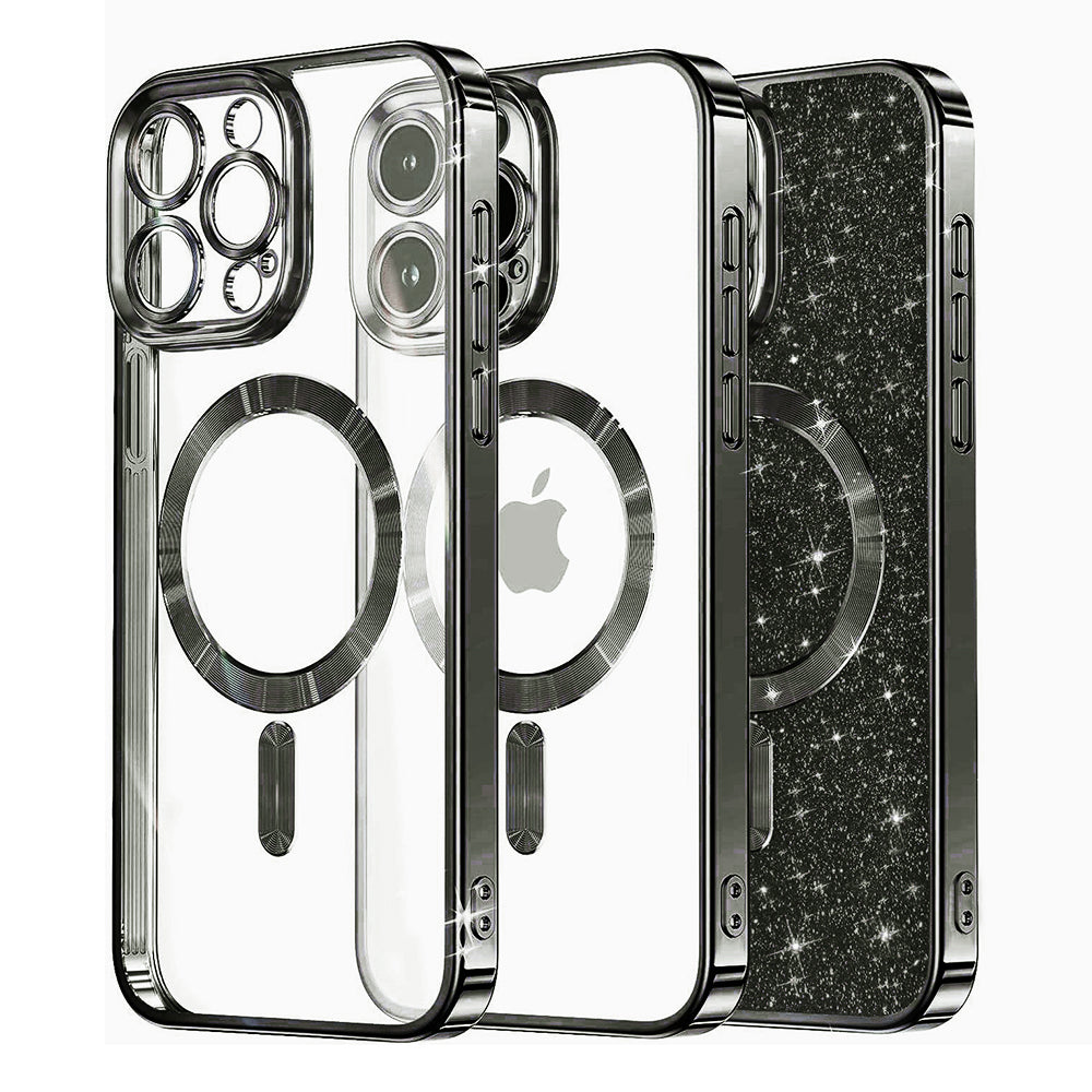 MagSafe Case for Apple iPhone 16 Pro Max, Techsuit, Luxury Glitter, Black