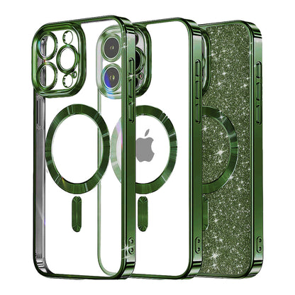 MagSafe Case for Apple iPhone 16 Pro Max, Techsuit, Luxury Glitter, Dark Green