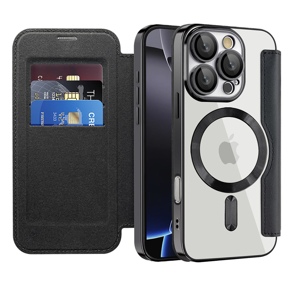 MagSafe Case for Apple iPhone 16 Pro Max, Techsuit, SmartMag Book, Black