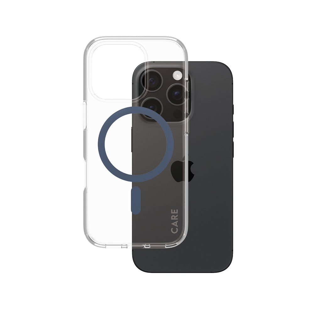 MagSafe Case for Apple iPhone 16 Pro, PanzerGlass, Urban Combat Care, Blue Transparent
