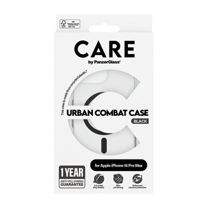 MagSafe Case for Apple iPhone 16 Pro, PanzerGlass, Urban Combat Care, Black Transparent
