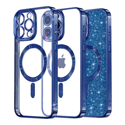 MagSafe Case for Apple iPhone 16 Pro, Techsuit, Luxury Glitter, Dark Blue