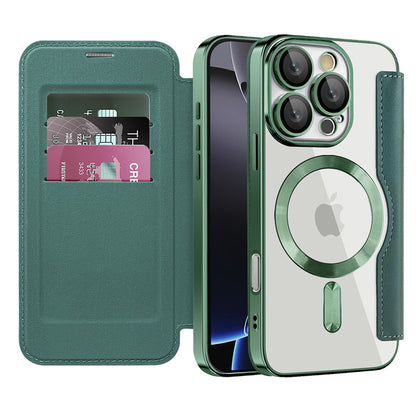 MagSafe Case for Apple iPhone 16 Pro, Techsuit, SmartMag Book, Green
