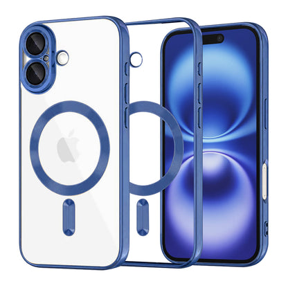MagSafe Case for Apple iPhone 16, Techsuit, Luxury Crystal, Dark Blue