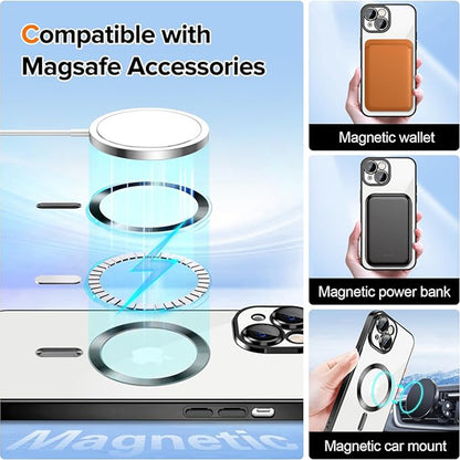 MagSafe Case for Apple iPhone 16, Techsuit, Luxury Crystal, Dark Blue