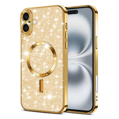 MagSafe Case for Apple iPhone 16, Techsuit, Luxury Glitter, Gold