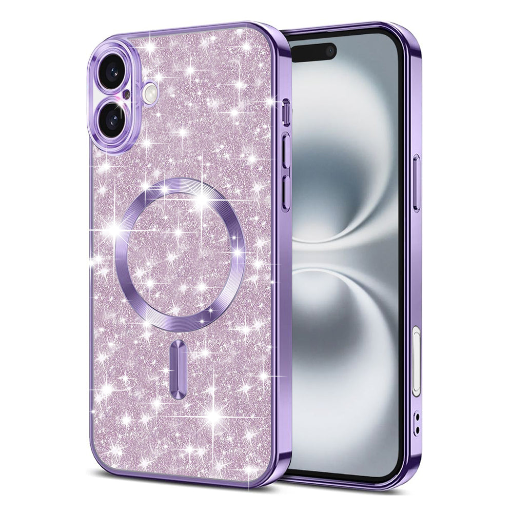 MagSafe Case for Apple iPhone 16, Techsuit, Luxury Glitter, Light Purple