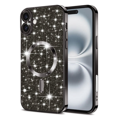 MagSafe Case for Apple iPhone 16, Techsuit, Luxury Glitter, Black
