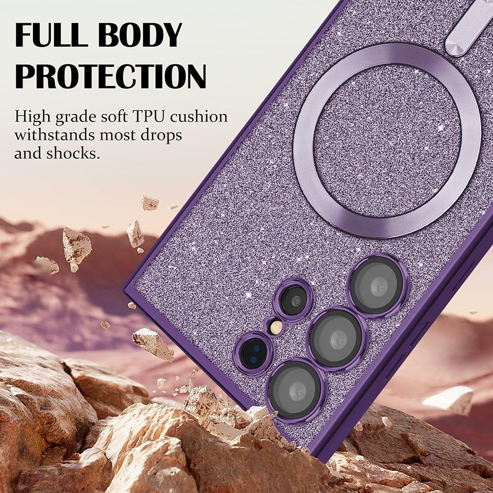 MagSafe Case for Apple iPhone 16, Techsuit, Luxury Glitter, Black