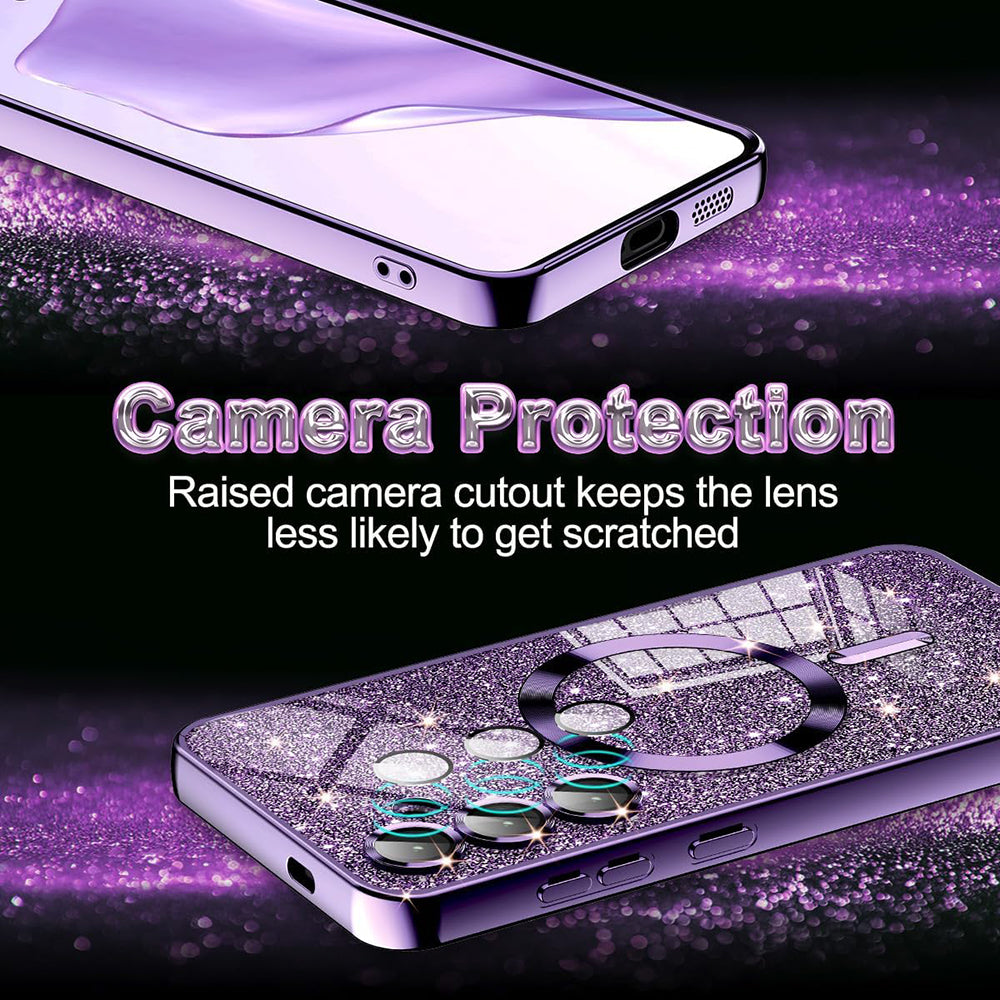 MagSafe Case for Apple iPhone 16, Techsuit, Luxury Glitter, Rose Gold