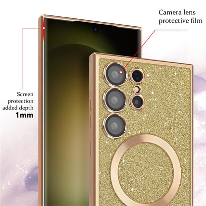 MagSafe Case for Apple iPhone 16, Techsuit, Luxury Glitter, Rose Gold