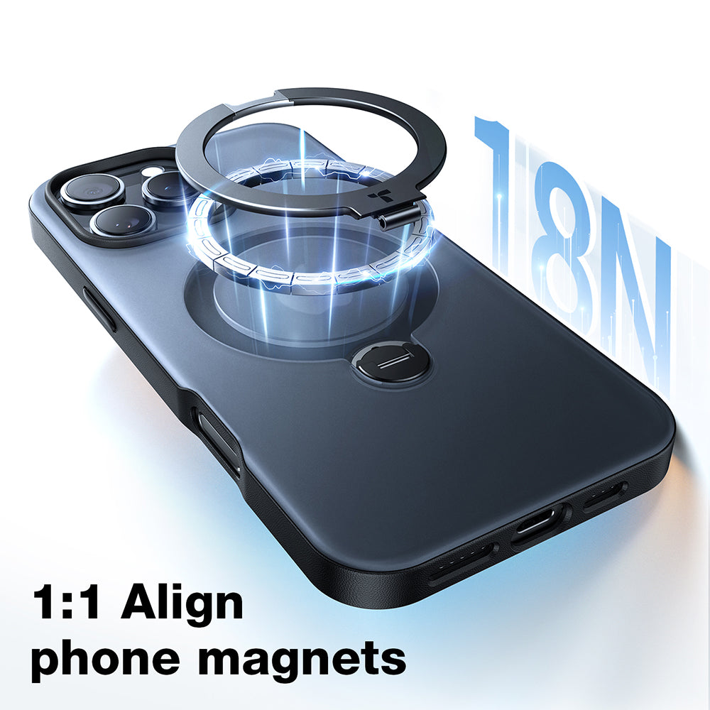 MagSafe Case for Apple iPhone 16, Torras, Ostand Spin, Black