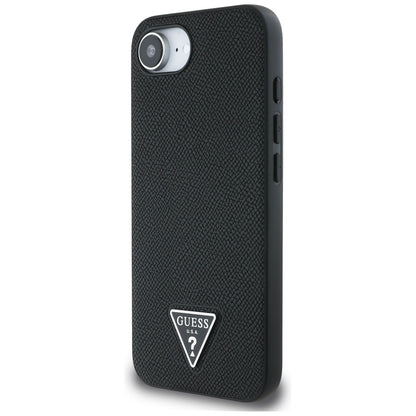 MagSafe Case for Apple iPhone 16e, Guess, Grained Triangle Logo, Black