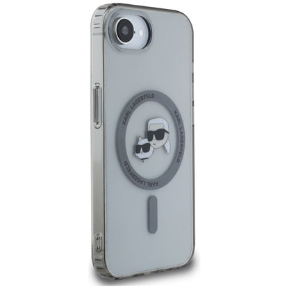 MagSafe Case for Apple iPhone 16e, Karl Lagerfeld, IML Metal Karl & Choupette's Heads, Black