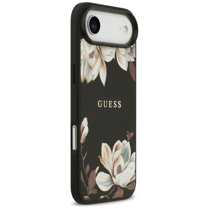 MagSafe Case for Apple iPhone 17 Air, Guess, Grained Flowers, Black